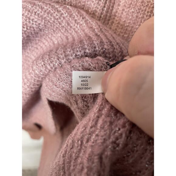 Lane Bryant Sweater Womens 14/16 Pink Scallop Hem Metallic Knit Pullover New - Picture 11 of 12